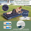 Single air mattress with coil beam support, featuring a soft flocking fabric side for camping comfort.