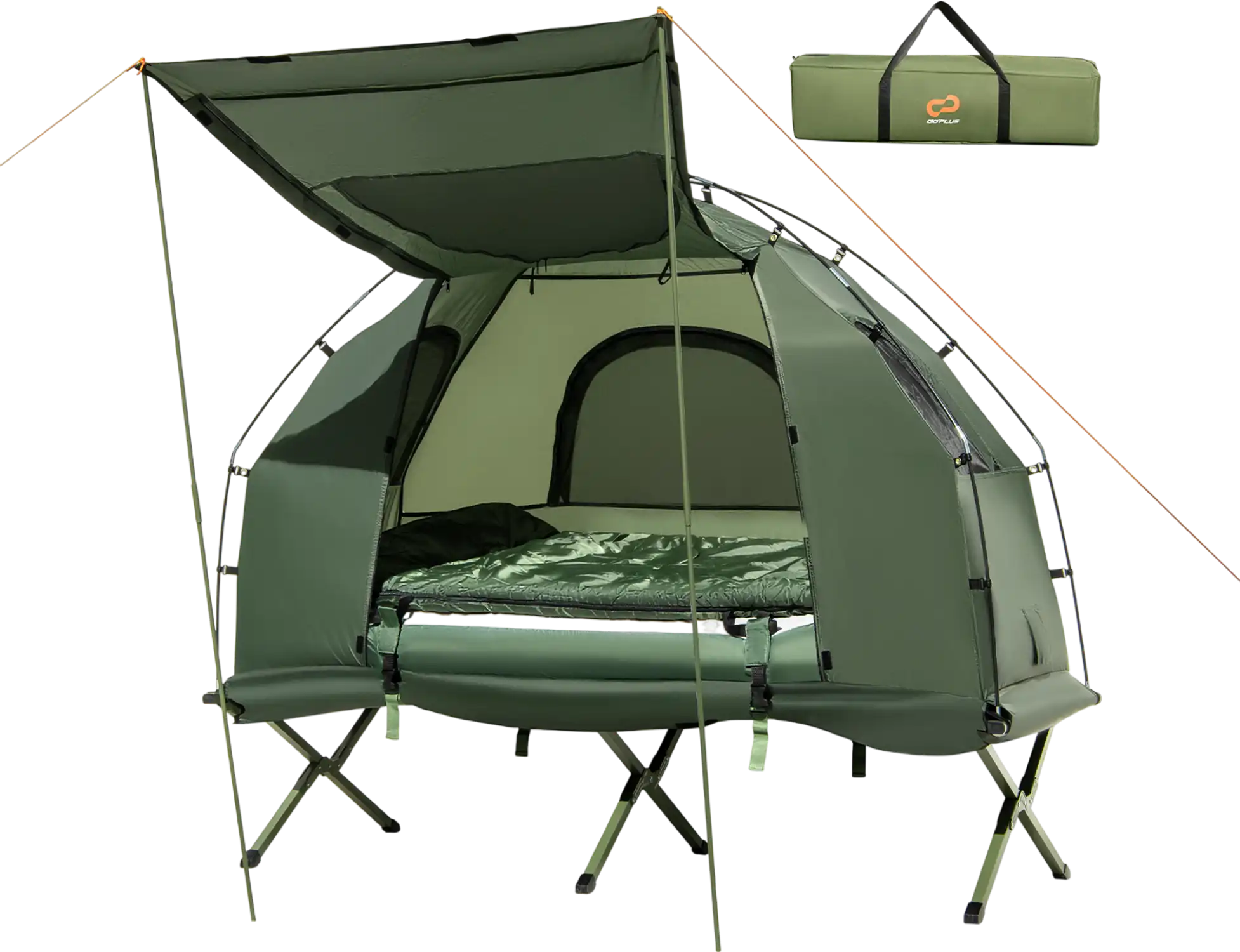 Costway 1-Person Folding Camping Tent Cot w/ Sunshade Air Mattress 83297510 New