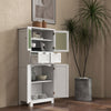 6-Tier Freestanding Bathroom Cabinet with 2 Open Compartments and Adjustable Shelves-White - Gallery View 1 of 12