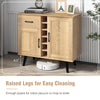 2-door buffet sideboard with 6-bottle wine rack, adjustable shelves, and raised legs for easy cleaning.