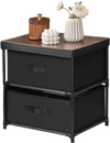 Stylish black 2-drawer nightstand with removable fabric bins and pull handles, perfect for modern bedroom decor.