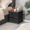 2-Drawer Nightstand with Removable Fabric Bins and Pull Handles-Black - Gallery View 1 of 9