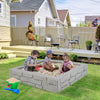 2-In-1 HDPE Kids Sandbox with Cover and Bottom Liner-Gray - Gallery View 1 of 10