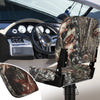 Folding boat seat with camouflage fabric, 5" thick sponge padding, and ergonomic backrest for comfort and durability.