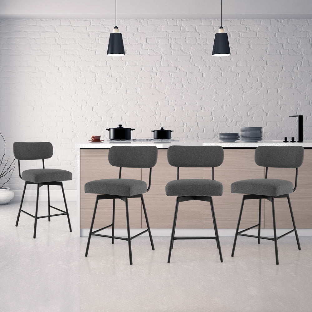 25 Inch 2-Piece Modern Upholstered Bar Stools with Back and Footrests-Gray - Gallery View 1 of 10