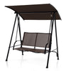 2-Seat Outdoor Canopy Swing with Comfortable Fabric Seat and Heavy-duty Metal Frame-Brown - Gallery View 1 of 10