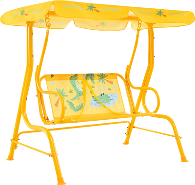 Costway 2-Seater Kids Patio Swing w/ Metal Stand Adjustable Canopy 294537861 New