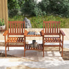 2-seater outdoor patio furniture set with natural wood grain, ergonomic design, and 1.57-inch umbrella hole for garden.