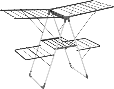Costway 2-Tier Clothes Drying Rack Height Adjustable Gullwings 78936512 New