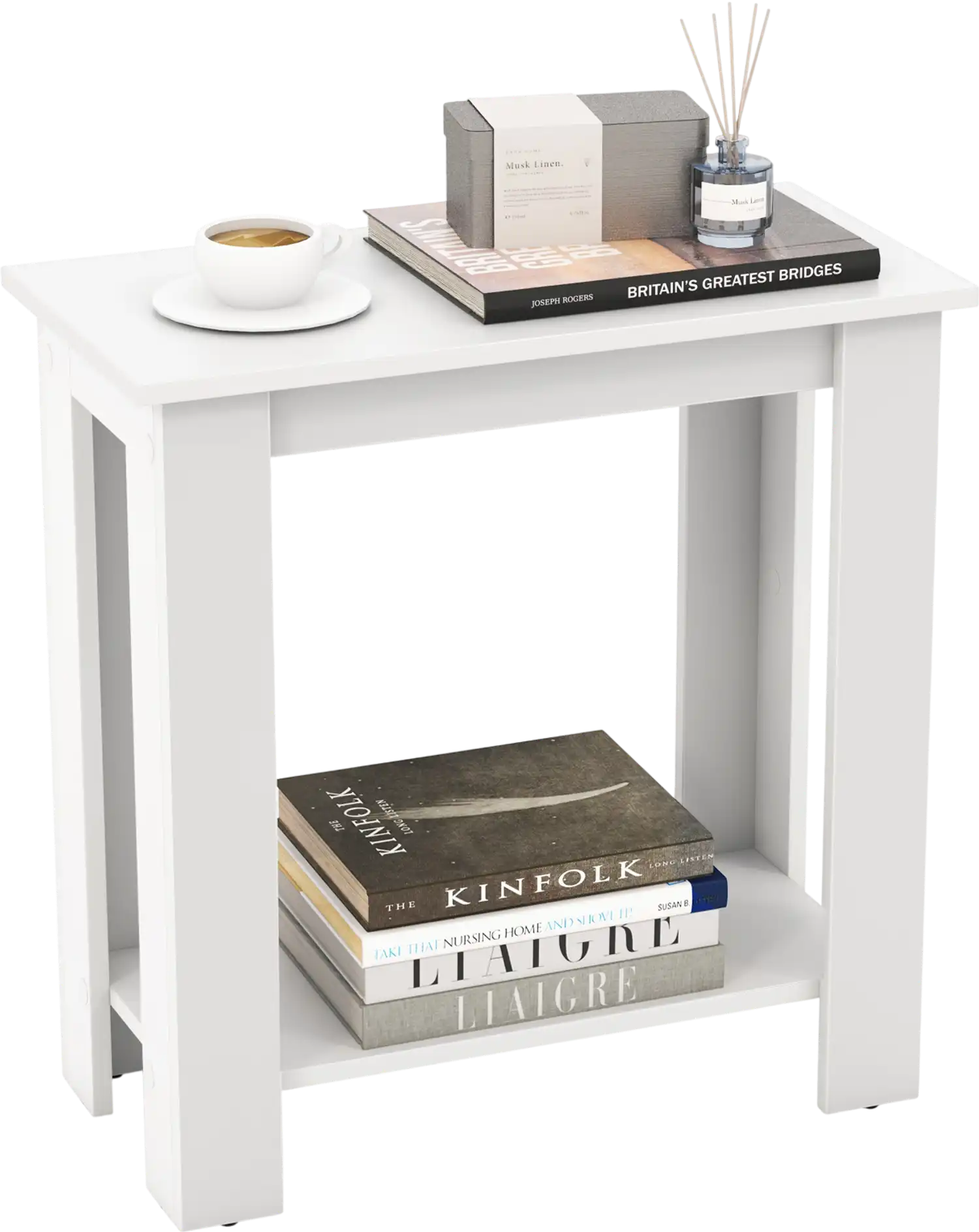 Costway 2-Tier Modern Compact End Table with Storage Shelf 87621359 New