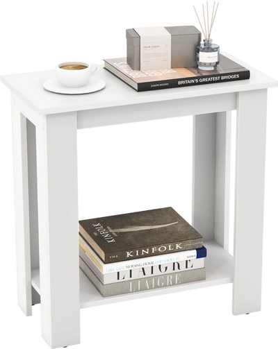 Costway Modern 2-Tier Compact End Table w/ Storage Shelf 87621359 New
