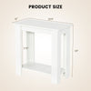 2-tier modern compact end table in white, featuring dimensions 23.5" x 12" x 24", ideal for small spaces and versatile.