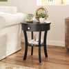2-Tier Wood Round End Table with Open Drawer-Black - Gallery View 1 of 11