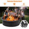 36-inch round steel fire pit ring with a powder-coat surface, ideal for DIY outdoor use and creating a warm atmosphere.