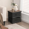 2-drawer nightstand in black with removable fabric bins, perfect for stylish storage in bedrooms or living rooms.
