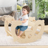 Wooden 2-in-1 rocking horse with supportive backrest, designed for kids' balance and motor skills, suitable for.