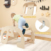 Montessori 2-in-1 rocking horse arch for kids, featuring widened boards and metal ground stakes for stability and.