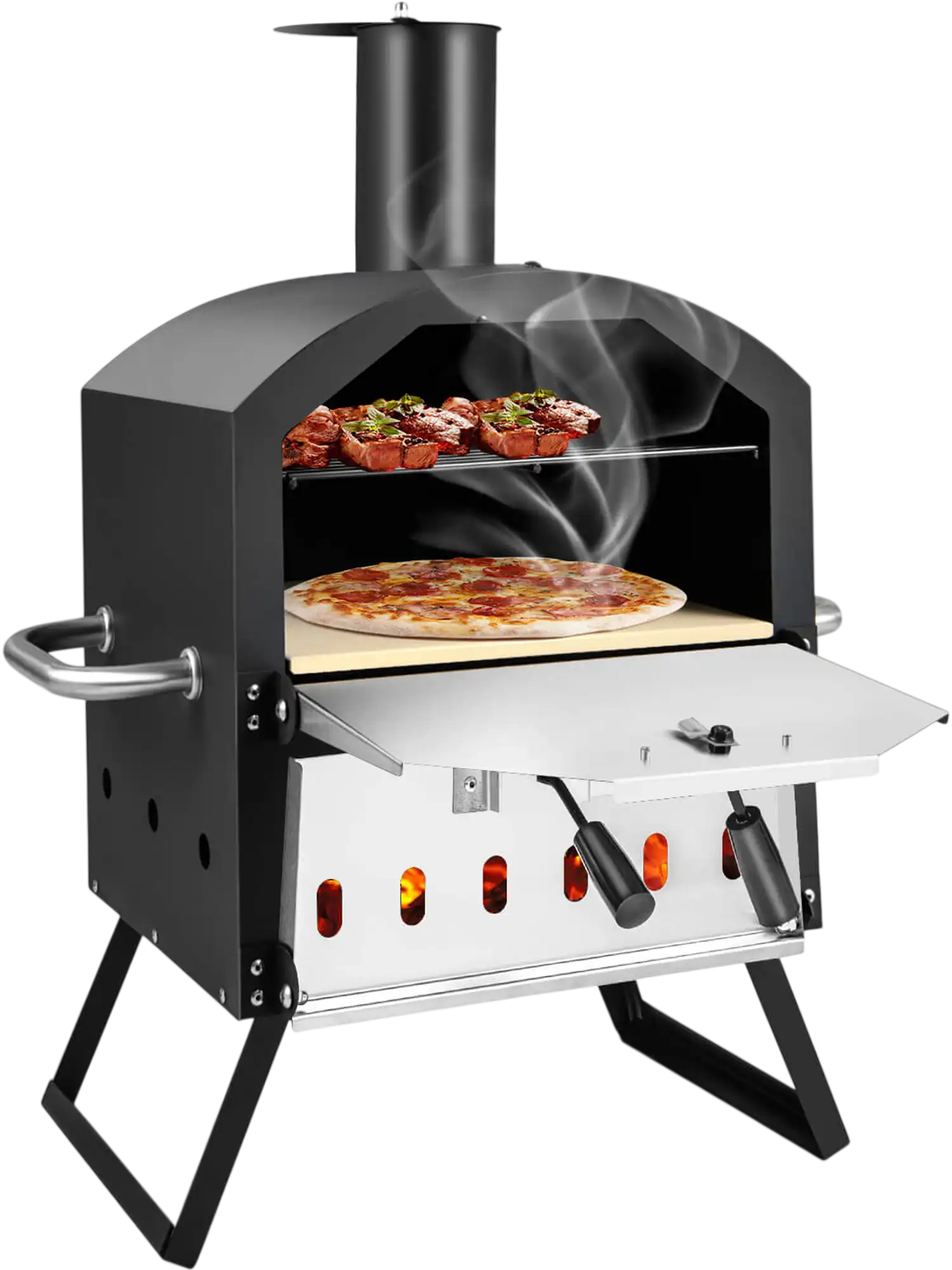 Costway 2-Layer Pizza Oven w/ Removable Rack & Folding Legs 56341927 New