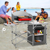 Foldable Outdoor BBQ Portable Grilling Table With Windscreen Bag-Gray - Gallery View 1 of 13