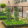 Black garden obelisk trellis set for climbing plants, featuring sturdy PE-coated metal and adjustable height options.
