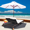 2-person patio rattan lounge chair with adjustable backrest, white cushions, and sturdy steel frame for outdoor.