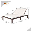 Adjustable backrest of the 2-person patio lounge chair with white cushions, featuring sturdy steel and PE rattan for.