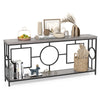 2-tier console table with faux marble top and metal frame, perfect for hallway organization and stylish decor.