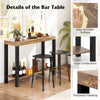 Rustic brown 2-tier home bar table with open shelves, solid connections, and easy-to-clean surface for versatile indoor.