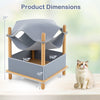 2-tier wooden cat house in gray with removable hammock, featuring bamboo frame and compact design for versatile.