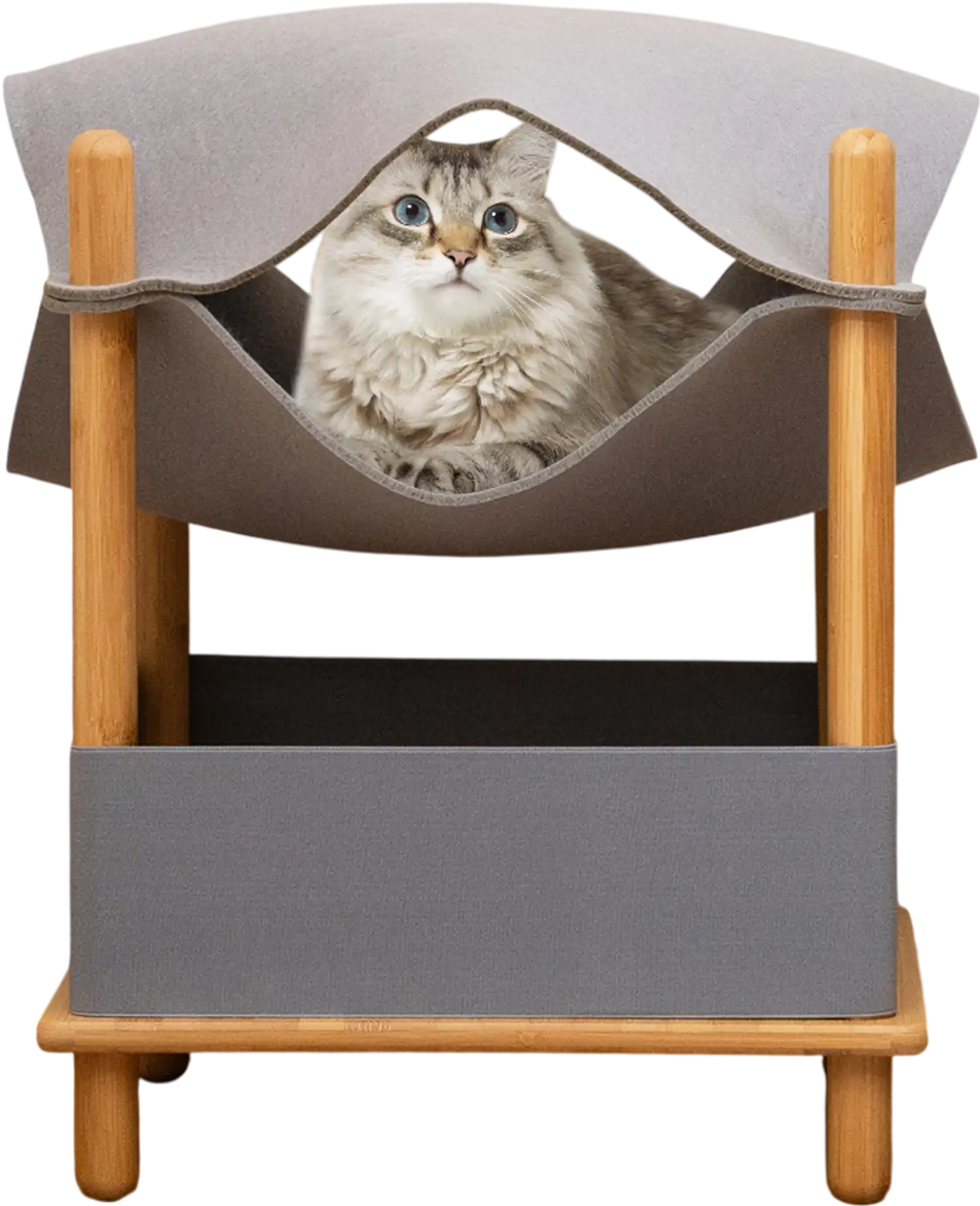 Costway 2-Tier Wooden Cat House Semi-Enclosed Condo Gray 286497315 New