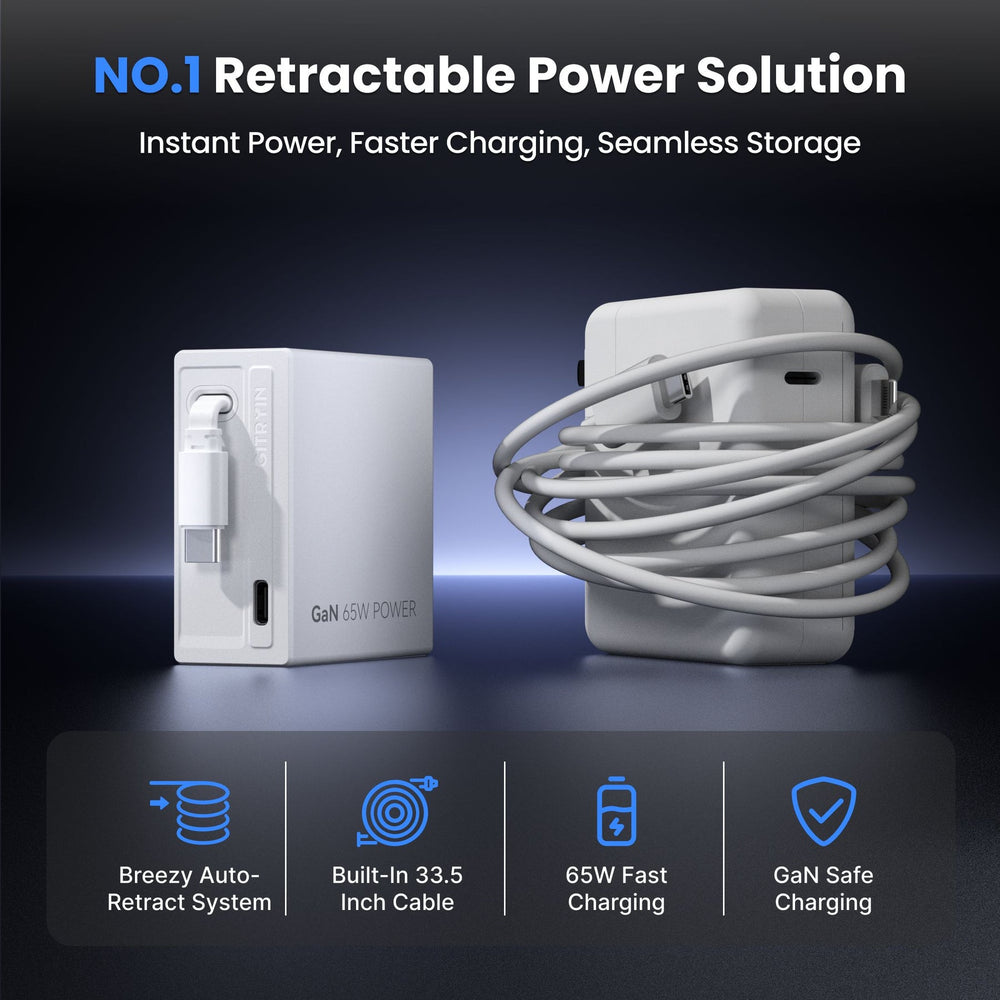 Giraffe Tools Retractable Fast Charger 65W New