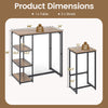 3-piece bar table set featuring a rustic brown table with 2 stools, includes storage shelves for space-saving dining.