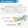 Wiring diagram for the 200 CFM bathroom exhaust fan showing black-lead, green-ground, and white-neutral wires.