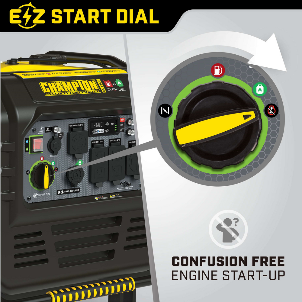 Champion 201175 7000W/8500W Generator Dual Fuel Gas Propane Inverter Low THD CO Shield Electric Start New
