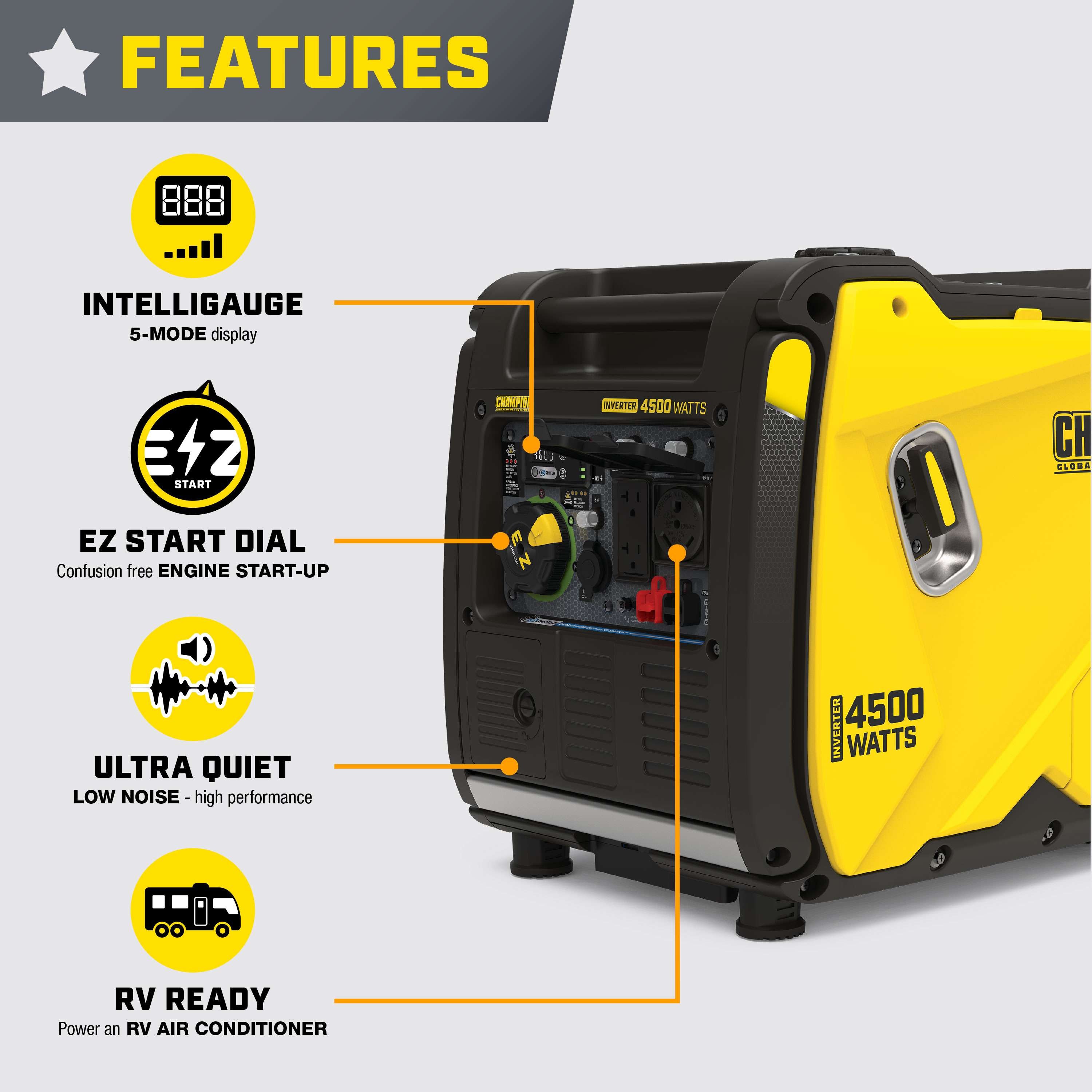 Champion 201318 3500W/4500W Generator Gas Inverter Low