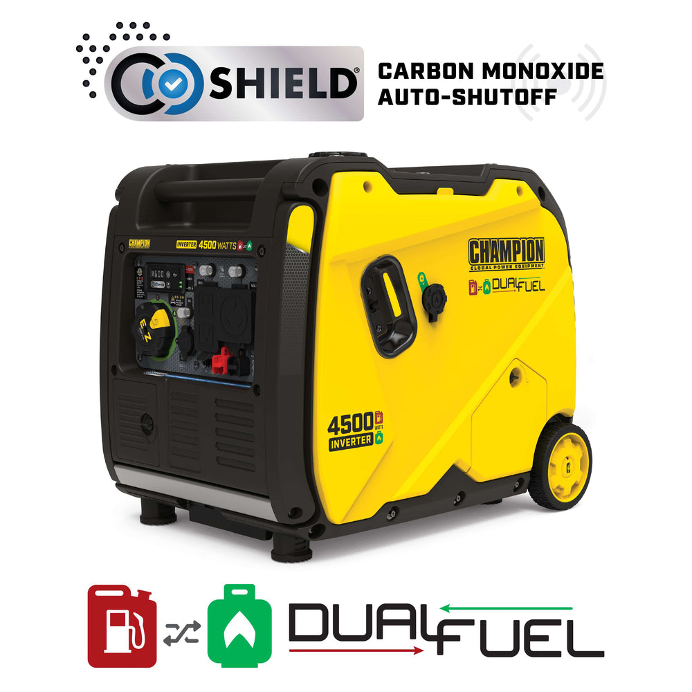 Champion 2001319 3500W/4500W Generator Dual Fuel Inverter Electric Start with CO Shield New