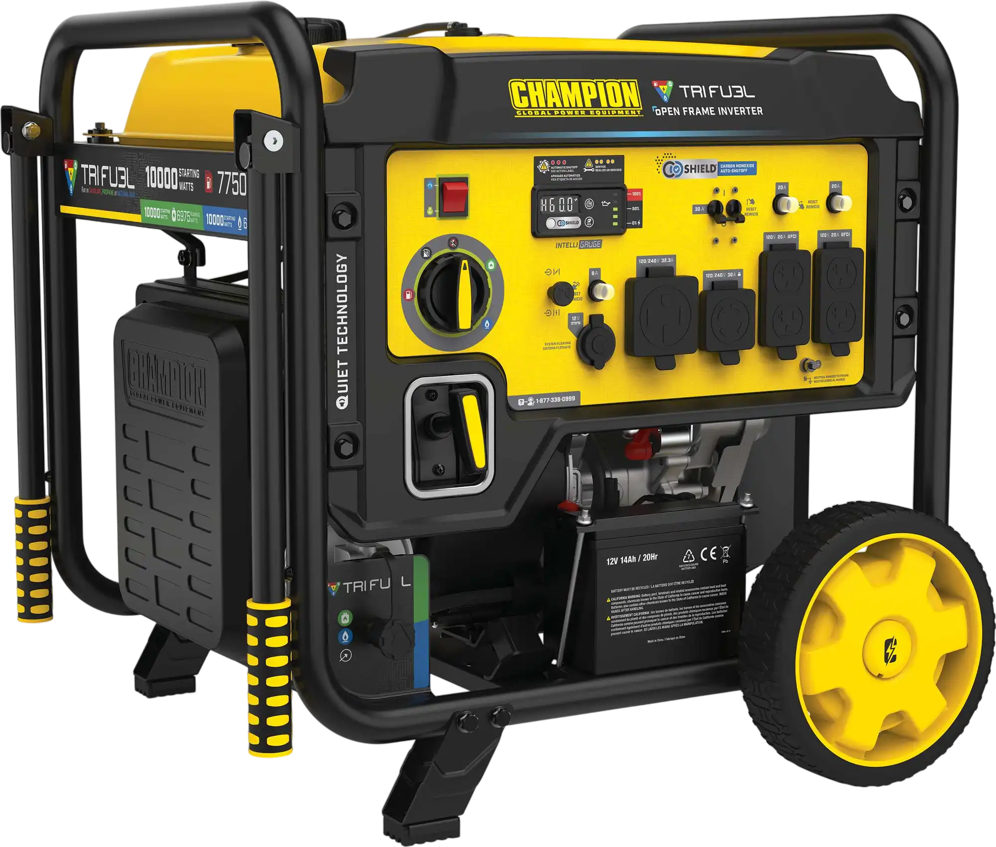Champion 201520 7750W/10000W Generator Tri Fuel Gas Propane Natural Gas Low THD Inverter 50A CO Shield Electric Start New