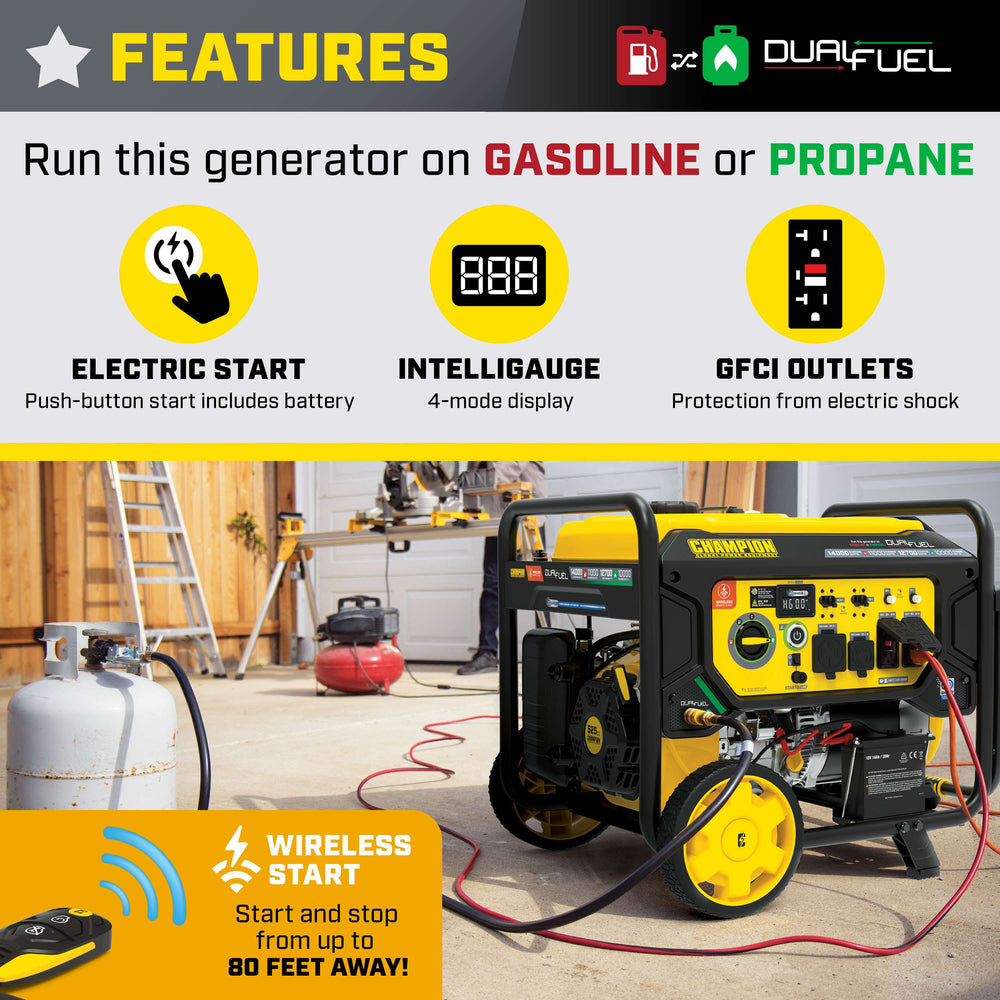 Champion 201544 11000W/14000W Generator Dual Fuel Gas Propane 50A CO Shield Remote Start New