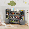 56 inch Large Toy Storage Organizer with 8 Removable Bins and Bookshelf-Gray - Gallery View 1 of 11