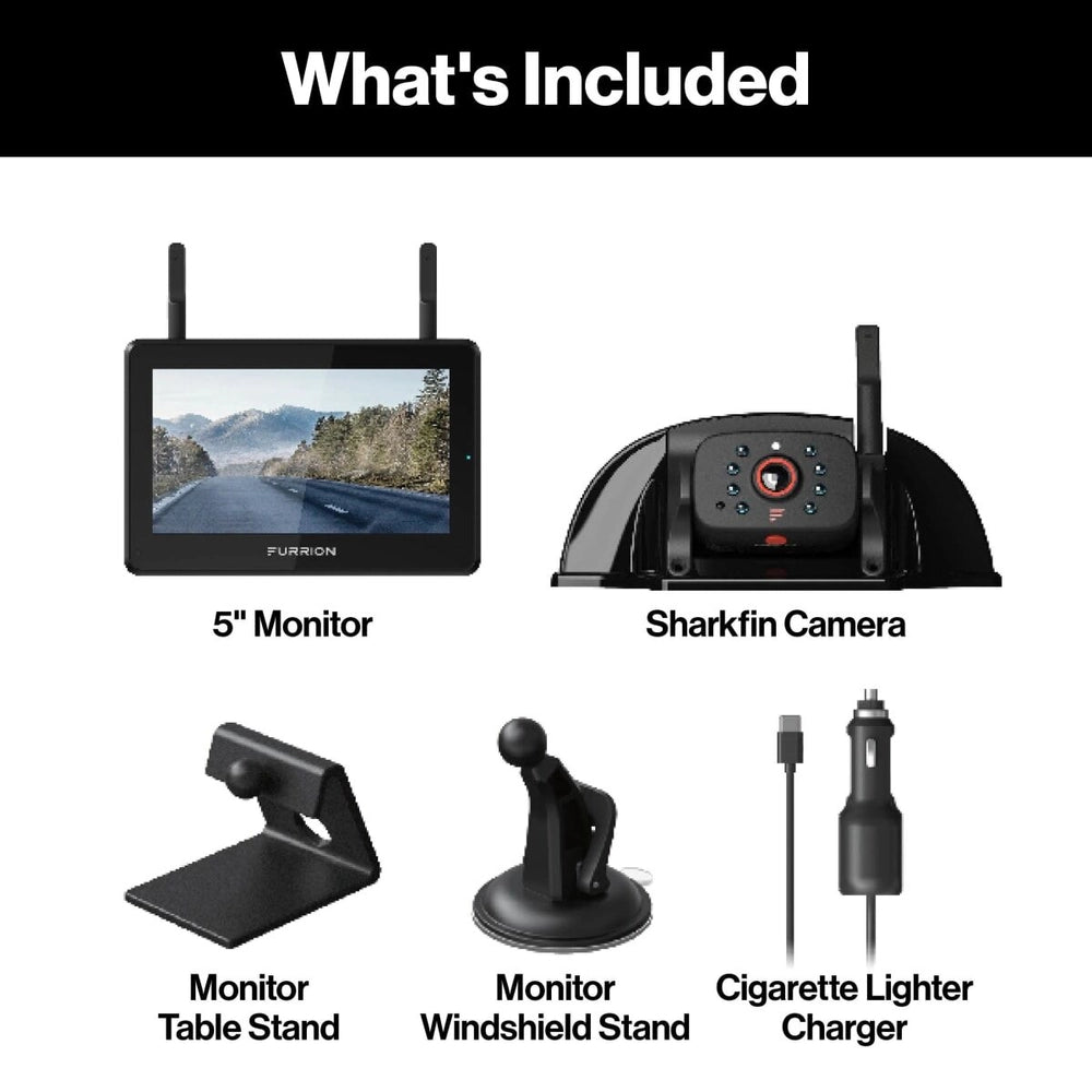 Furrion Vision S+ RV Backup Camera System 5" Monitor Rear Sharkfin Camera New