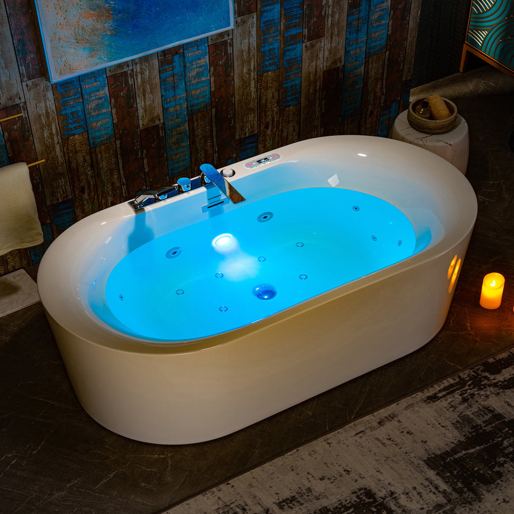 WOODBRIDGE Soaking Combination Tub 72 x 35 in. Whirlpool Air Massage Heated LED Display with Faucet New