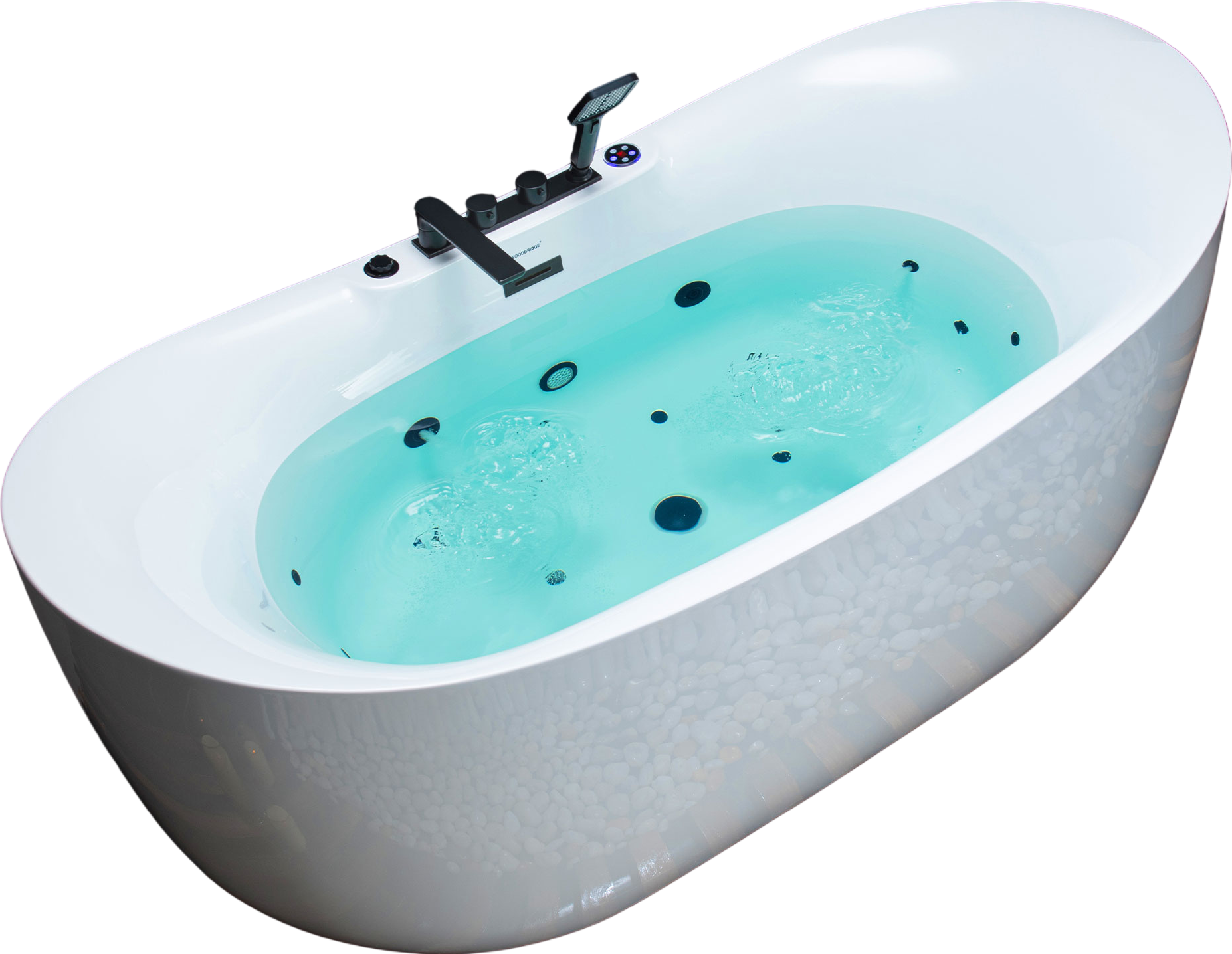 WOODBRIDGE Soaking Combination Tub 72 x 35 in. Whirlpool and Air Massage Heated Matte Black Faucet New