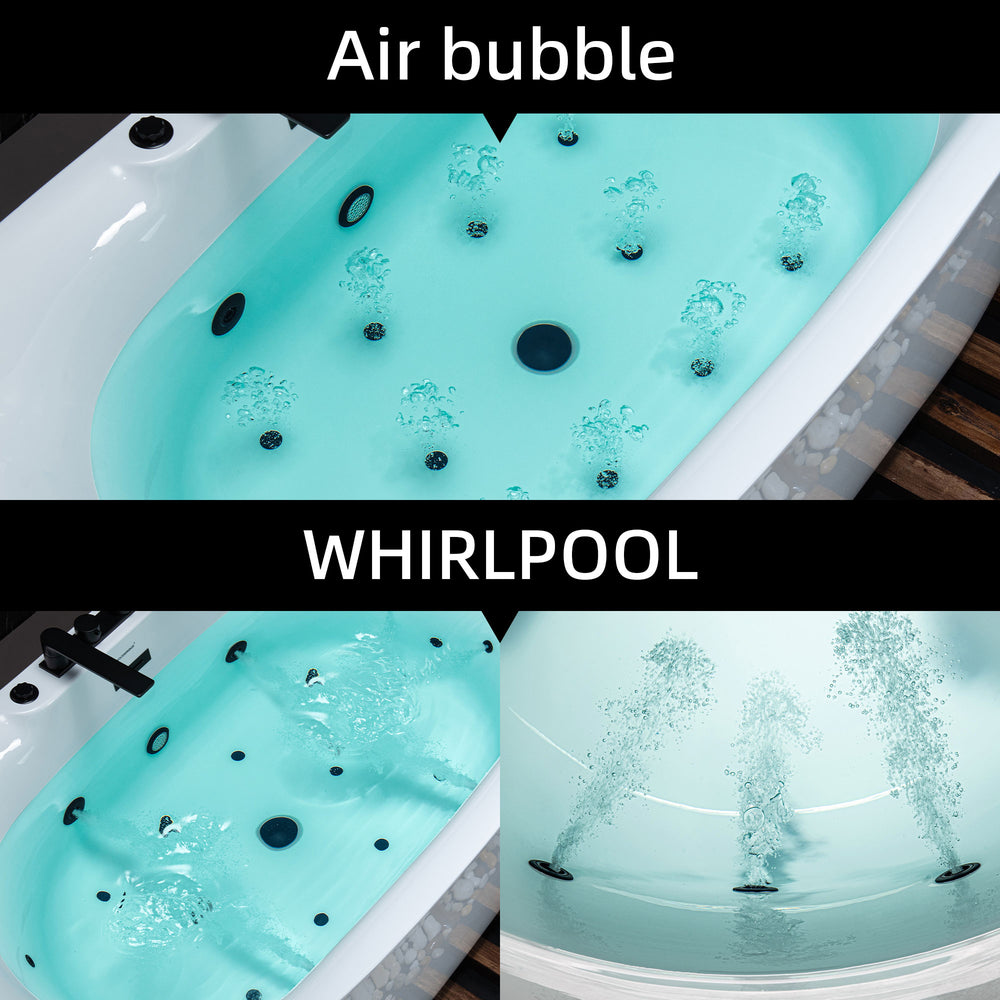 WOODBRIDGE Soaking Combination Tub 72 x 35 in. Whirlpool and Air Massage Heated Matte Black Faucet New