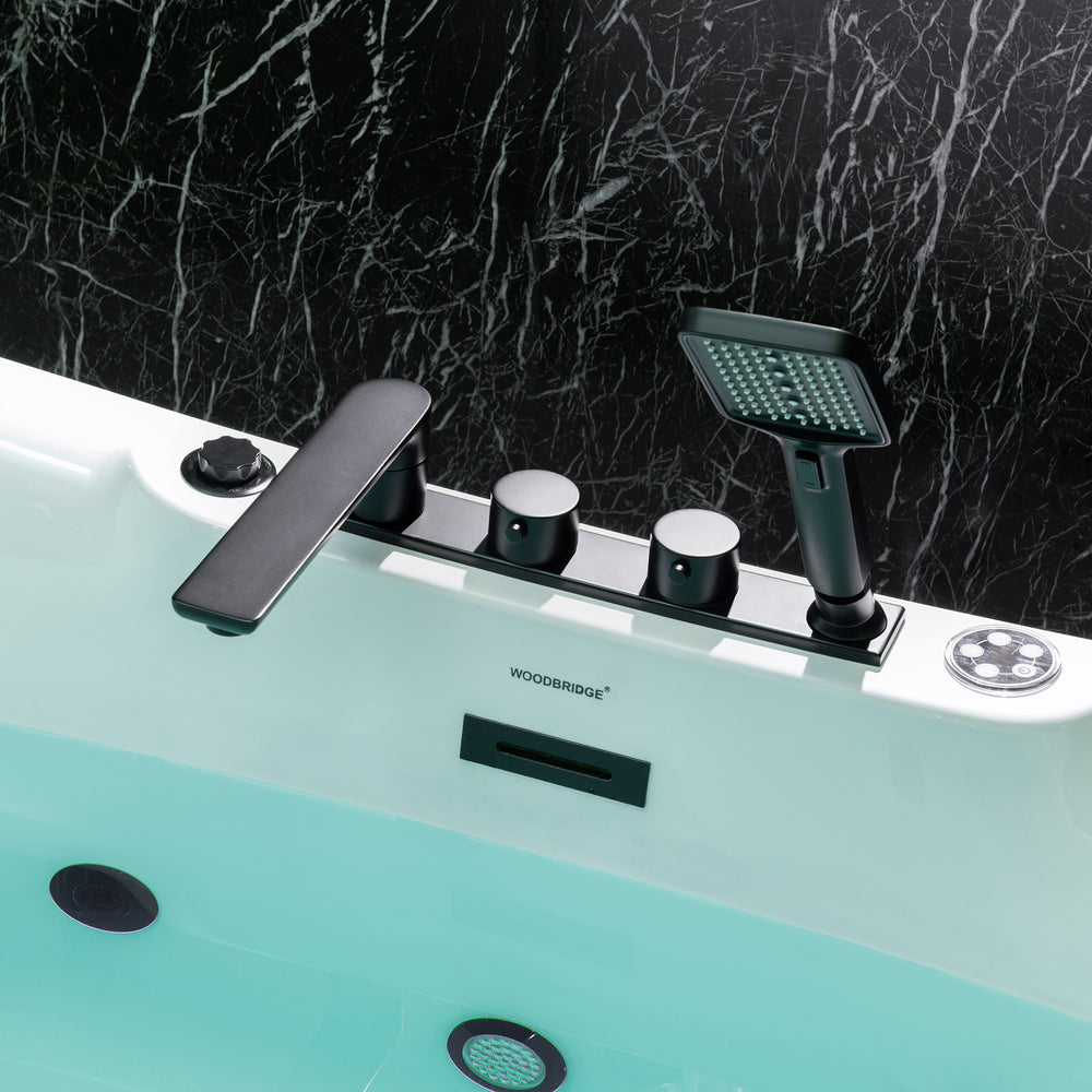 WOODBRIDGE Soaking Combination Tub 72 x 35 in. Whirlpool and Air Massage Heated Matte Black Faucet New