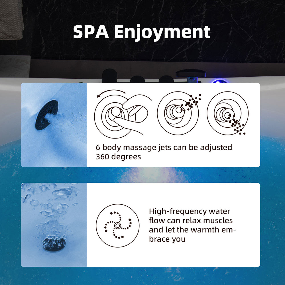 WOODBRIDGE Soaking Combination Tub 72 x 35 in. Whirlpool and Air Massage Heated Matte Black Faucet New