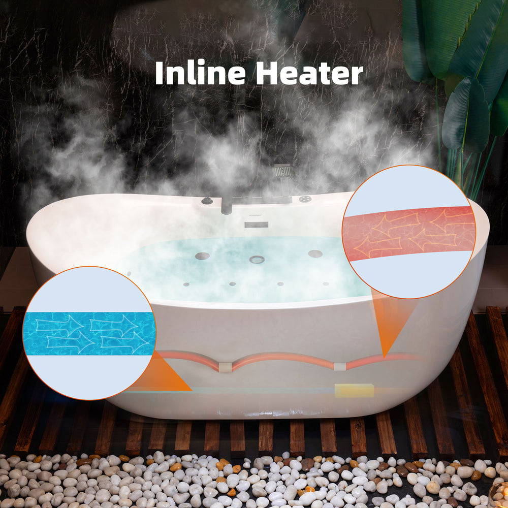 WOODBRIDGE Soaking Combination Tub 72 x 35 in. Whirlpool and Air Massage Heated Matte Black Faucet New