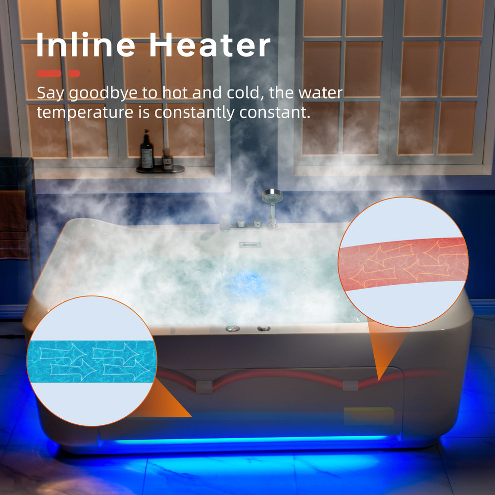 WOODBRIDGE BTS0091 Combination Bathtub 71 x 47 in. Hydrotherapy Whirlpool Air Massage New
