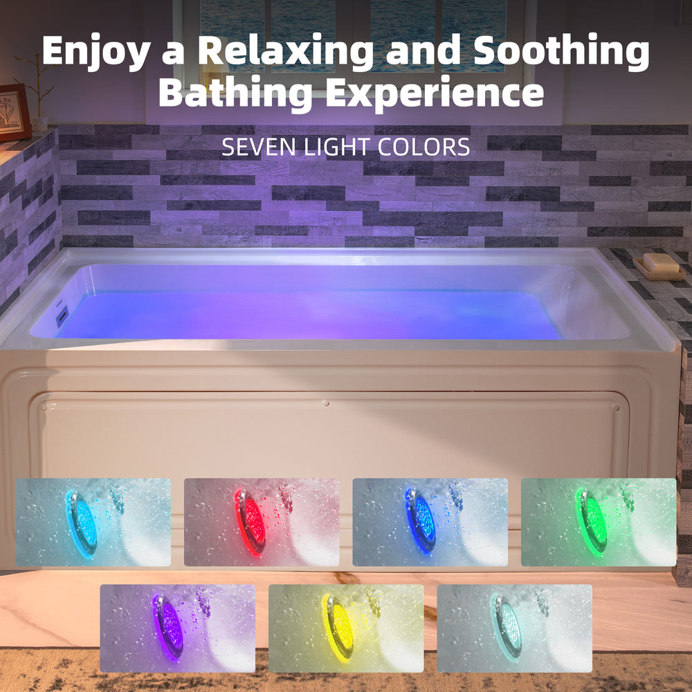 WOODBRIDGE Alcove Bathtub 60 x 30 in. Rectangle Whirlpool Heated Jetted with Left Drain Kit New