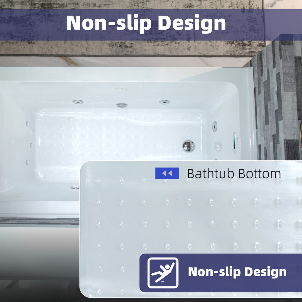 WOODBRIDGE Alcove Bathtub 60 x 30 in. Rectangle Whirlpool Heated Jetted with Left Drain Kit New
