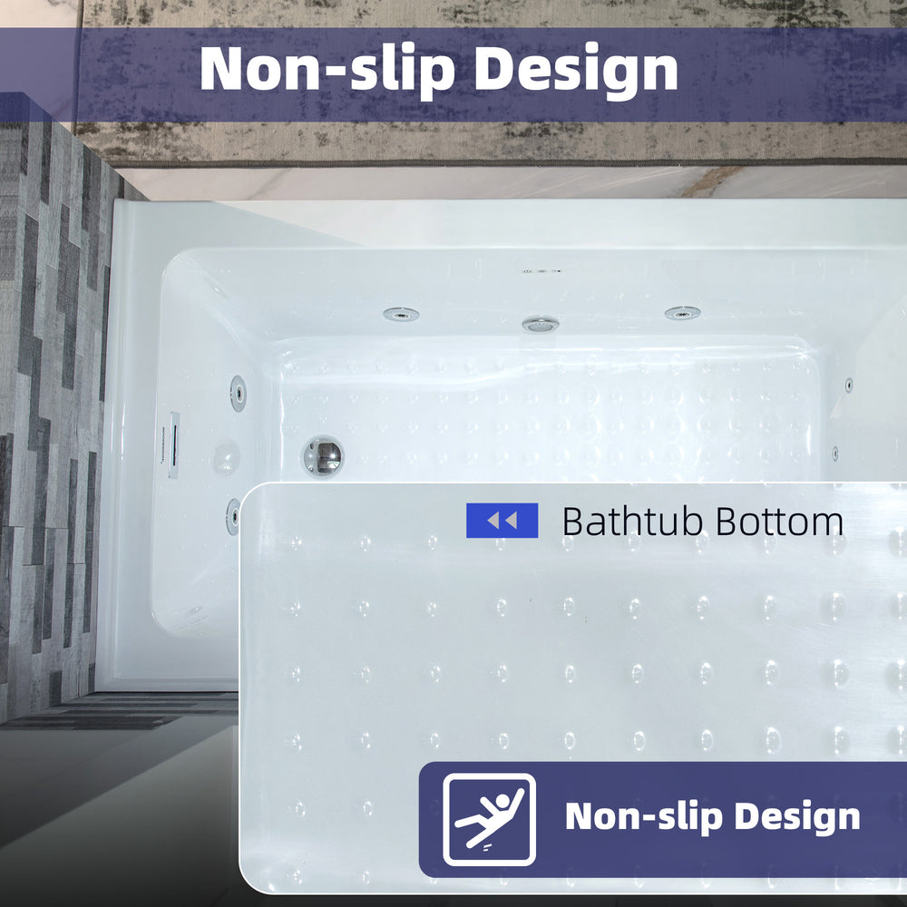 WOODBRIDGE Alcove Bathtub 60 x 30 in. Rectangle Whirlpool Heated Jetted with Right Drain Kit New